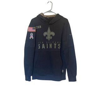 Nike Mens Black New Orleans Saints NFL Salute To Service Pullover Hoodie Medium